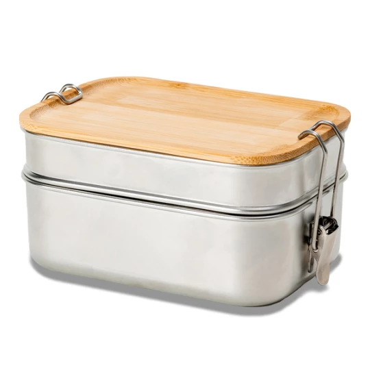 Double lunch box Alcora, srebrny (R08209.01)