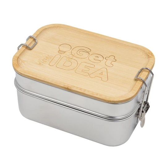 Double lunch box Alcora, srebrny (R08209.01)