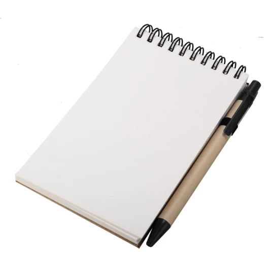 Notes Kraft 90x140/70k gładki z długopisem, czarny/beżowy (R73795.02)