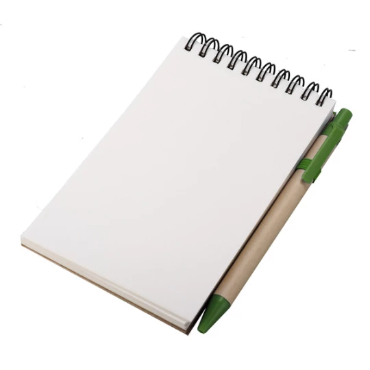 Notes Kraft 90x140/70k gładki z długopisem, zielony/beżowy (R73795.05)