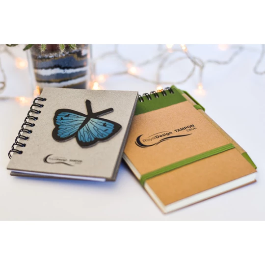 Notes Kraft 90x140/70k gładki z długopisem, zielony/beżowy (R73795.05)