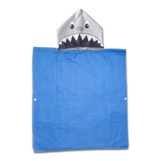 Ponczo-ręcznik z kapturem Sharky, niebieski (R07977.04)