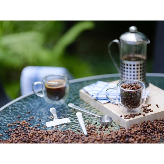 Zestaw miarka i klipsy do kawy Kaffi, srebrny (R17102.01)