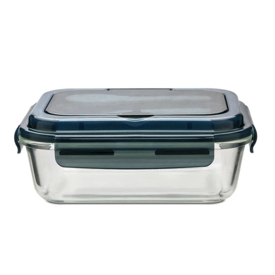 Szklany lunch box ze sztućcami 1000 ml Lagos, czarny (R08444.02)