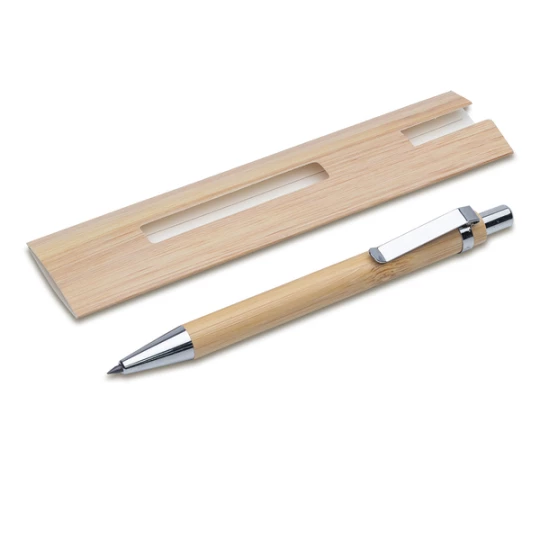 Bambusowy, wieczny długopis/ołówek w etui Lakimus, beżowy (R02315.13)