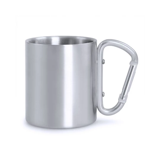 Metalowy kubek 210 ml z karabińczykiem (V8437/A-32)