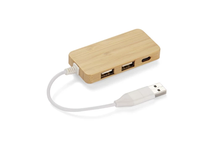 Rozdzielacz bambusowy HUB USB z wymienną wtyczką - RIVO (GA-09170-17)