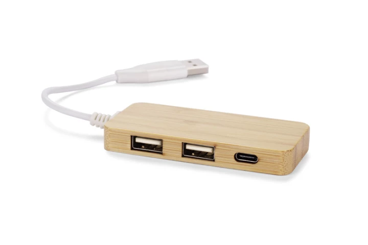 Rozdzielacz bambusowy HUB USB z wymienną wtyczką - RIVO (GA-09170-17)