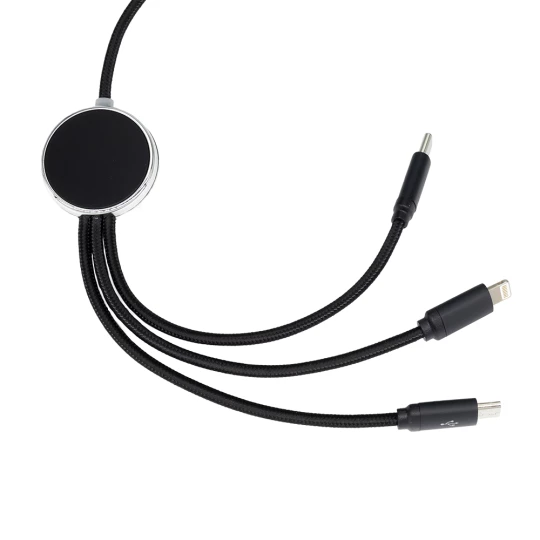 Długi kabel 3w1 z podświetlanym logo - czarny - (GM-EG0534-03)