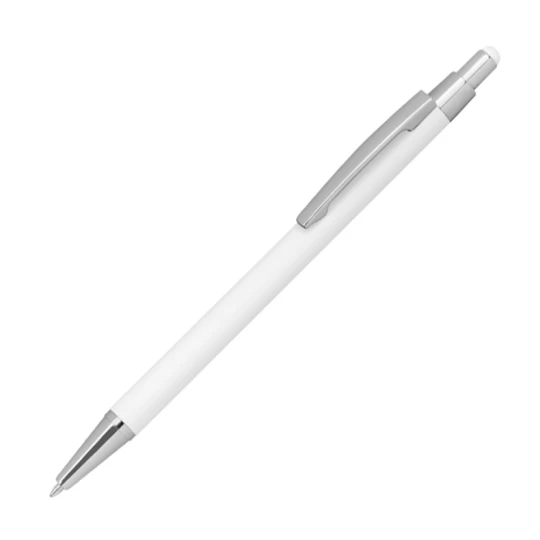 Długopis metalowy, gumowany - biały - (GM-10964-06)