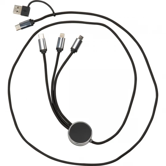 Kabel do ładowania 3w1, podświetlany - czarny - (GM-34945-03)