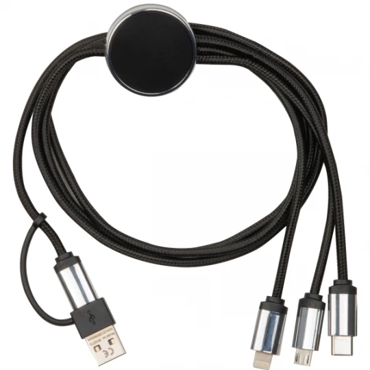 Kabel do ładowania 3w1, podświetlany - czarny - (GM-34945-03)