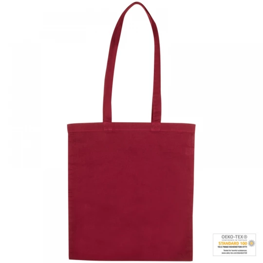 Torba bawełniana, długie uchwyty - bordowy - (GM-60880-02)