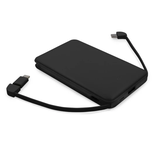 Power bank 5000 mAh ze zintegrowanymi kablami, adapter w komplecie | Presley (V0905-03)
