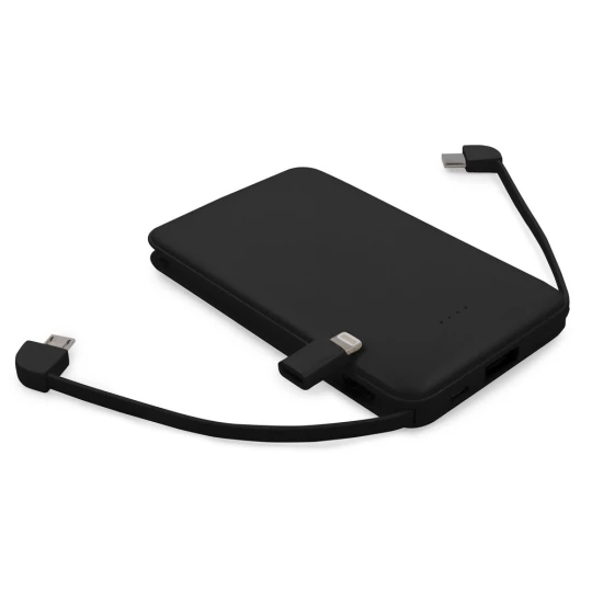 Power bank 5000 mAh ze zintegrowanymi kablami, adapter w komplecie | Presley (V0905-03)