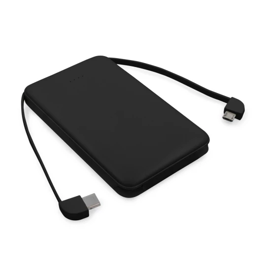 Power bank 5000 mAh ze zintegrowanymi kablami, adapter w komplecie | Presley (V0905-03)