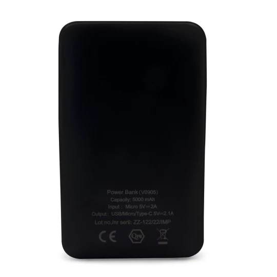 Power bank 5000 mAh ze zintegrowanymi kablami, adapter w komplecie | Presley (V0905-03)
