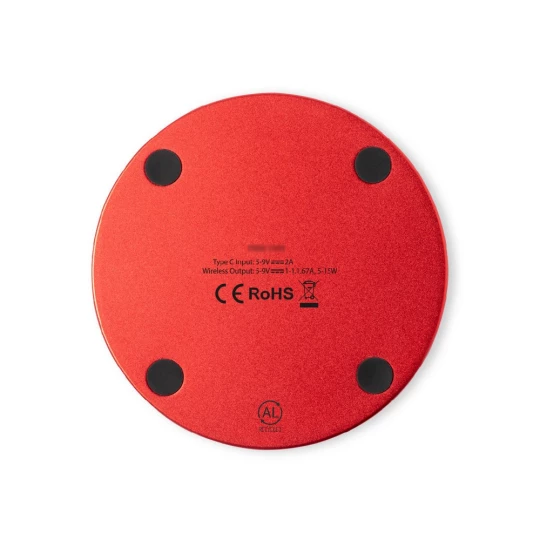 Ładowarka bezprzewodowa 15W z aluminium z recyklingu (V1145-05)