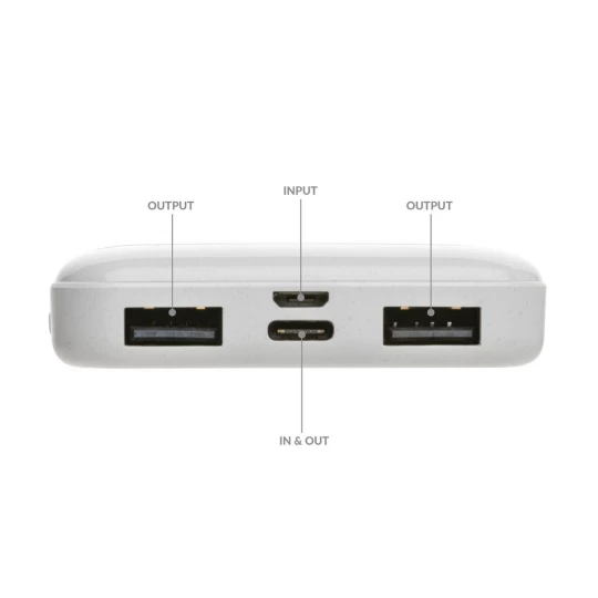 Power bank 5000 mAh, plastik z recyklingu (P322.613)