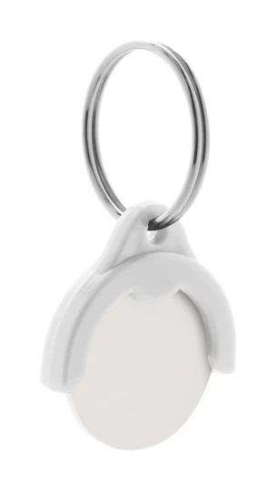 Token żeton do wózków sklepowych z brelokiem - biały (AP718114-01)