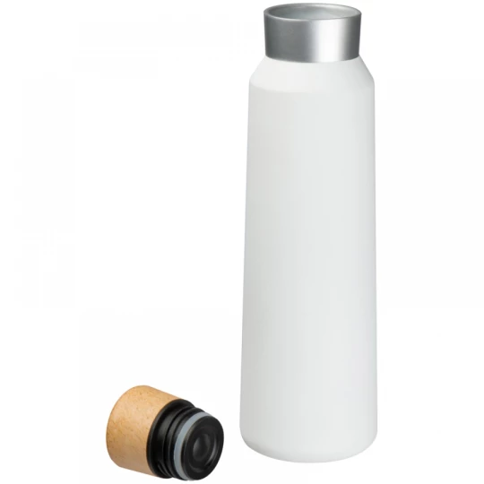 Butelka termiczna z drewnianą zakrętką 500 ml - biały - (GM-61509-06)