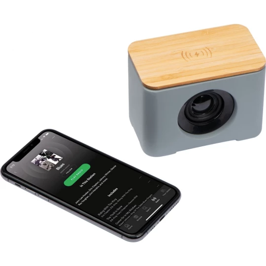 Głośnik Bluetooth z ładowarką indukcyjną - szary - (GM-22426-07)