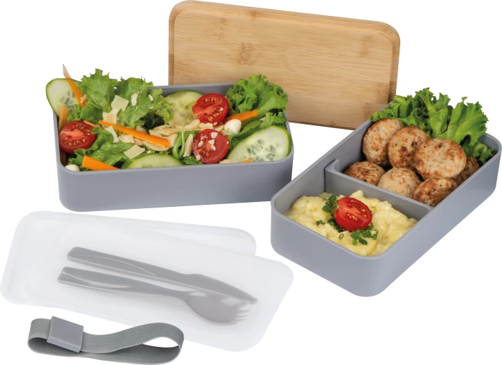 Pudełko na lunch z dwiema przegródkami - szary - (GM-82531-07)