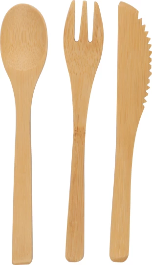 Zestaw sztućców bambusowych - beżowy - (GM-82585-13)