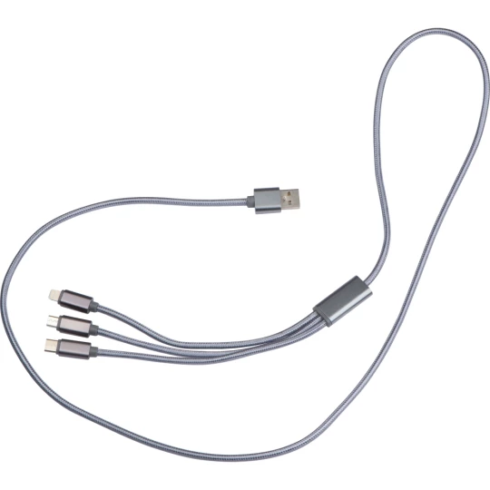 Długi kabel 3 w 1 - szary - (GM-32663-07)