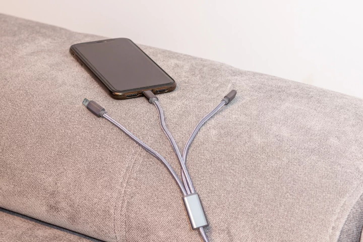 Długi kabel 3 w 1 - szary - (GM-32663-07)