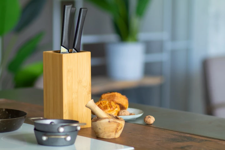 Santoku bambusowy blok na noże - naturalny (AP800471)