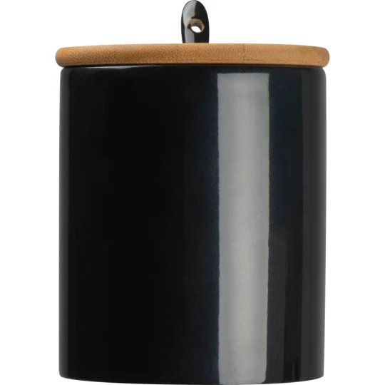 Kubek ceramiczny z łyżeczką 300 ml - czarny - (GM-82969-03)