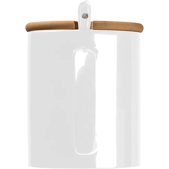 Kubek ceramiczny z łyżeczką 300 ml - biały - (GM-82969-06)