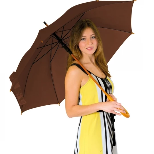 Parasol automatyczny, drewniany NANCY - brązowy (GE-5131-01)