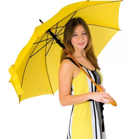 Parasol automatyczny, drewniany NANCY - żółty (GE-5131-08)