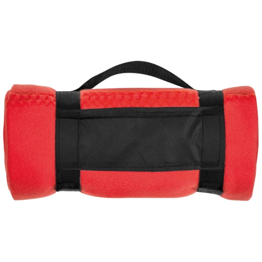 Koc polarowy z paskiem - czerwony - (GM-66902-05)