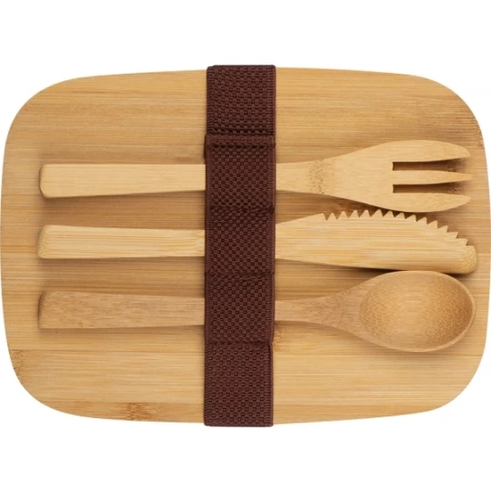 Lunchbox ze stali nierdzewnej z bambusową pokrywką - beżowy (GE-2313-13)