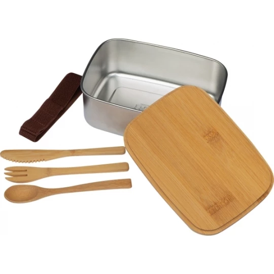 Lunchbox ze stali nierdzewnej z bambusową pokrywką - beżowy (GE-2313-13)