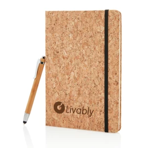 Korkowy notatnik A5, długopis, touch pen (P773.779)