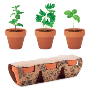 Zestaw 3 doniczek z terakoty - FLOWERPOT (MO6145-40)
