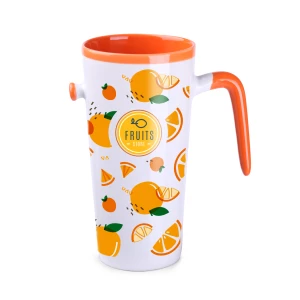 Kubek Idea 390ml biały/pomarańczowy (M494)