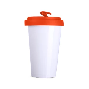Kubek Freedom Lock 300ml biały/pomarańczowy (M148)
