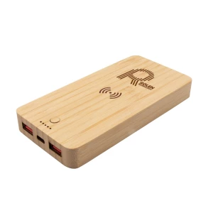 Bambusowy bezprzewodowy power bank 8000 mAh B'RIGHT, ładowarka bezprzewodowa 15W | Benson (V0053-17)