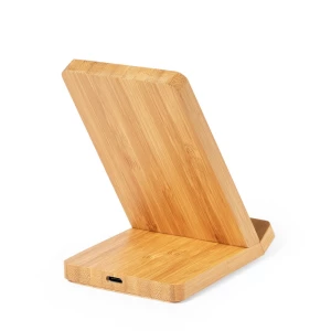 Bambusowa ładowarka bezprzewodowa 15W, stojak na telefon (V1337-00)