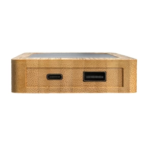 Bambusowy power bank 8000 mAh, ładowarka słoneczna (P322.399)