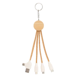Korkowy kabel do ładowania B'RIGHT, bambusowy element, brelok do kluczy | Antez (V1294-00)