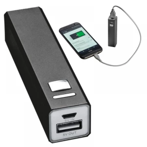 Power bank metalowy 2200 mAh - czarny - (GM-43029-03)
