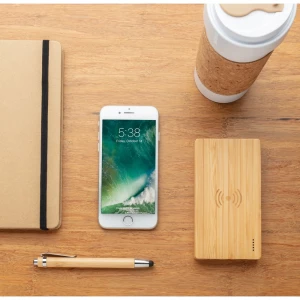 Bambusowy, bezprzewodowy power bank 4000 mAh (P322.029)