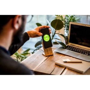 Bambusowa ładowarka bezprzewodowa 10W B'RIGHT, stojak na telefon | Wilder (V0349-17)