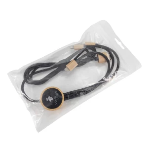 Długi kabel 4w1 z podświetlanym logo w drewnianej obudowie - beżowy - (GM-EG0591-13)